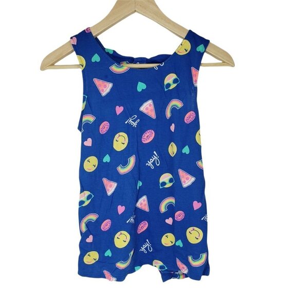 SO Blue Tank Top Pizza Donuts Rainbows Hearts Girl's size 14 - Picture 1 of 5